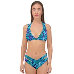 Leaves Tropical Palma Jungle Double Strap Halter Bikini Set by Simbadda