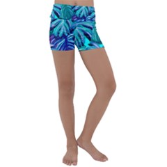 Leaves Tropical Palma Jungle Kids  Lightweight Velour Yoga Shorts by Simbadda