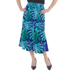 Leaves Tropical Palma Jungle Midi Mermaid Skirt