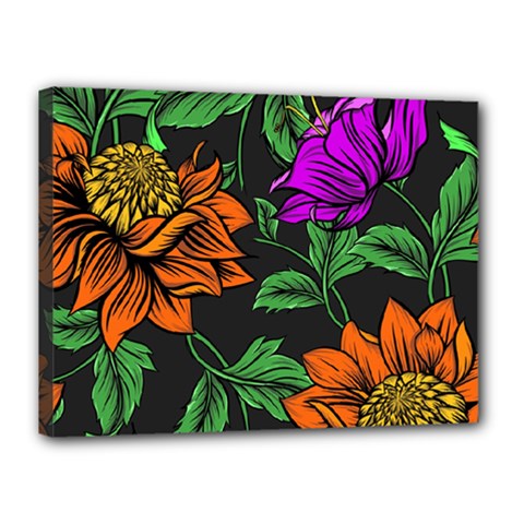 Floral Background Drawing Canvas 16  X 12  (stretched) by Simbadda