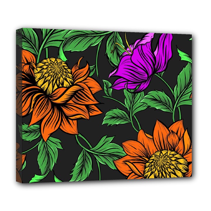 Floral Background Drawing Deluxe Canvas 24  x 20  (Stretched)