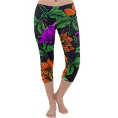 Floral Background Drawing Capri Yoga Leggings by Simbadda