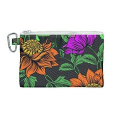 Floral Background Drawing Canvas Cosmetic Bag (medium) by Simbadda