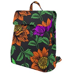 Floral Background Drawing Flap Top Backpack