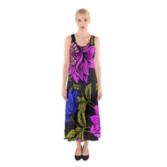 Botany Floral Flower Plant Petals Sleeveless Maxi Dress