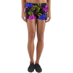 Botany Floral Flower Plant Petals Yoga Shorts by Simbadda