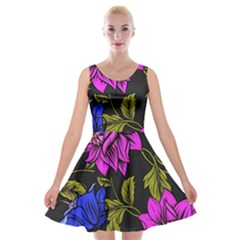 Botany Floral Flower Plant Petals Velvet Skater Dress