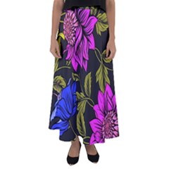 Botany Floral Flower Plant Petals Flared Maxi Skirt by Simbadda