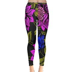 Botany Floral Flower Plant Petals Inside Out Leggings by Simbadda