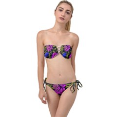 Botany Floral Flower Plant Petals Twist Bandeau Bikini Set by Simbadda