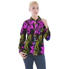 Botany Floral Flower Plant Petals Women s Long Sleeve Pocket Shirt