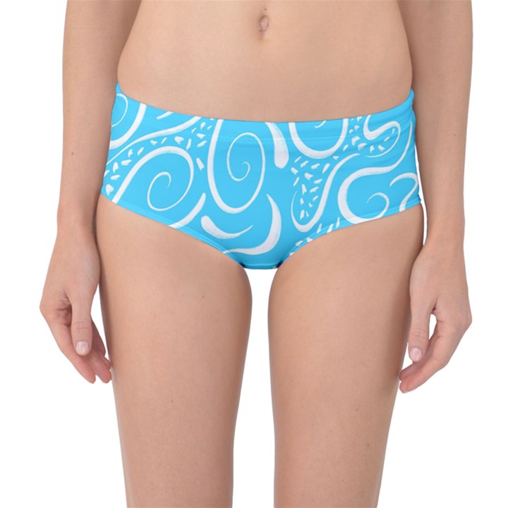 Scribble Reason Design Pattern Mid-Waist Bikini Bottoms