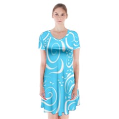 Scribble Reason Design Pattern Short Sleeve V-neck Flare Dress by Simbadda