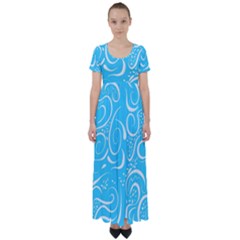 Scribble Reason Design Pattern High Waist Short Sleeve Maxi Dress by Simbadda