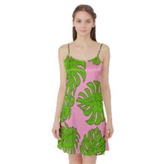 Leaves Tropical Plant Green Garden Satin Night Slip by Simbadda