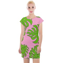 Leaves Tropical Plant Green Garden Cap Sleeve Bodycon Dress by Simbadda