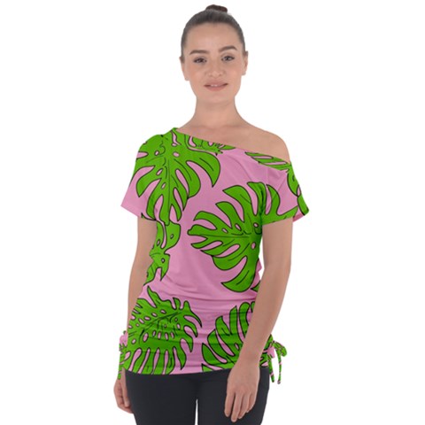 Leaves Tropical Plant Green Garden Tie-up Tee by Simbadda