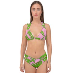 Leaves Tropical Plant Green Garden Double Strap Halter Bikini Set by Simbadda