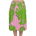 Leaves Tropical Plant Green Garden Velvet Flared Midi Skirt View1