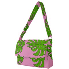 Leaves Tropical Plant Green Garden Full Print Messenger Bag by Simbadda