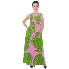 Leaves Tropical Plant Green Garden Empire Waist Velour Maxi Dress by Simbadda