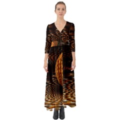 Fractals Fantasy Image Art Button Up Boho Maxi Dress