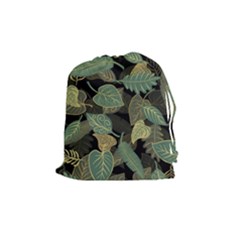 Autumn Fallen Leaves Dried Leaves Drawstring Pouch (medium) by Simbadda