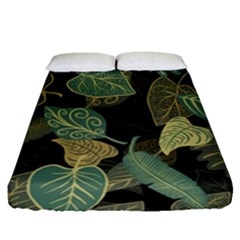 Autumn Fallen Leaves Dried Leaves Fitted Sheet (queen Size) by Simbadda