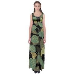 Autumn Fallen Leaves Dried Leaves Empire Waist Maxi Dress