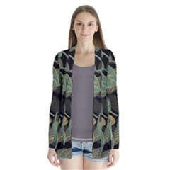 Autumn Fallen Leaves Dried Leaves Drape Collar Cardigan by Simbadda