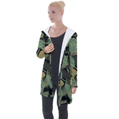 Autumn Fallen Leaves Dried Leaves Longline Hooded Cardigan by Simbadda