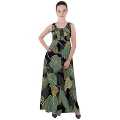 Autumn Fallen Leaves Dried Leaves Empire Waist Velour Maxi Dress