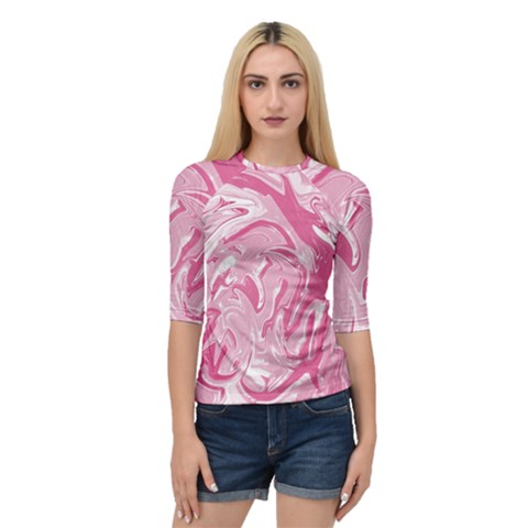 Marble Painting Texture Pattern Pink Quarter Sleeve Raglan Tee by Simbadda