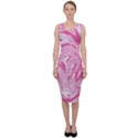 Marble Painting Texture Pattern Pink Sleeveless Pencil Dress View1