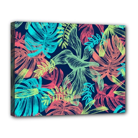 Leaves Tropical Picture Plant Canvas 14  X 11  (stretched) by Simbadda