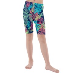 Leaves Tropical Picture Plant Kids  Mid Length Swim Shorts by Simbadda