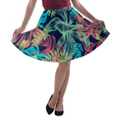 Leaves Tropical Picture Plant A-line Skater Skirt by Simbadda