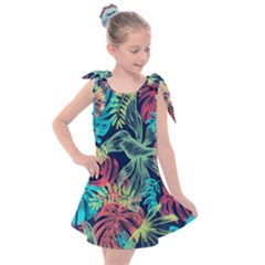 Leaves Tropical Picture Plant Kids  Tie Up Tunic Dress by Simbadda