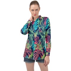 Leaves Tropical Picture Plant Long Sleeve Satin Shirt