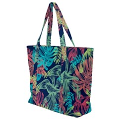 Leaves Tropical Picture Plant Zip Up Canvas Bag