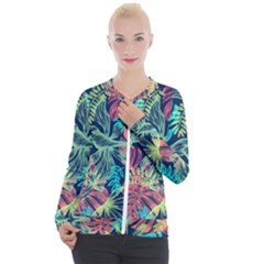 Leaves Tropical Picture Plant Casual Zip Up Jacket