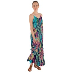 Leaves Tropical Picture Plant Cami Maxi Ruffle Chiffon Dress