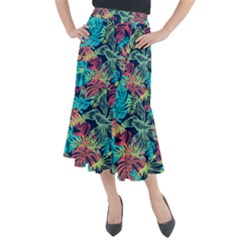 Leaves Tropical Picture Plant Midi Mermaid Skirt