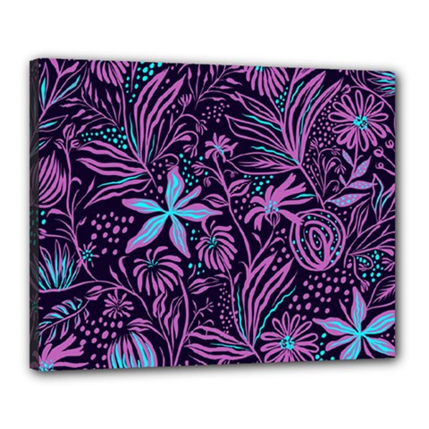 Stamping Pattern Leaves Drawing Canvas 20  X 16  (stretched) by Simbadda