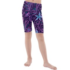 Stamping Pattern Leaves Drawing Kids  Mid Length Swim Shorts by Simbadda