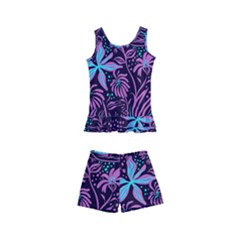 Stamping Pattern Leaves Drawing Kids  Boyleg Swimsuit by Simbadda