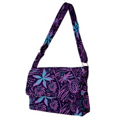 Stamping Pattern Leaves Drawing Full Print Messenger Bag by Simbadda