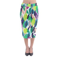 Leaves Drawing Pattern Nature Midi Pencil Skirt by Simbadda