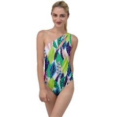 Leaves Drawing Pattern Nature To One Side Swimsuit by Simbadda