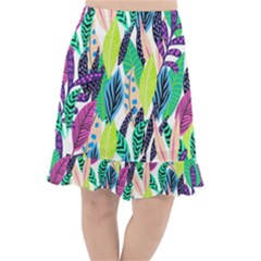 Leaves Drawing Pattern Nature Fishtail Chiffon Skirt